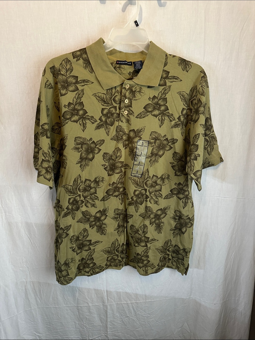 Men's Olive Green Floral Polo Shirt